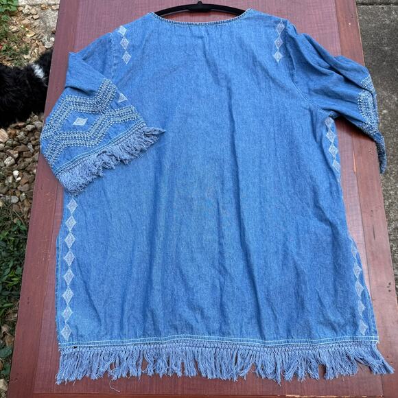 Bleu Bayou Women's Denim Fringe Tunic Top - Size XL - Picture 7 of 7